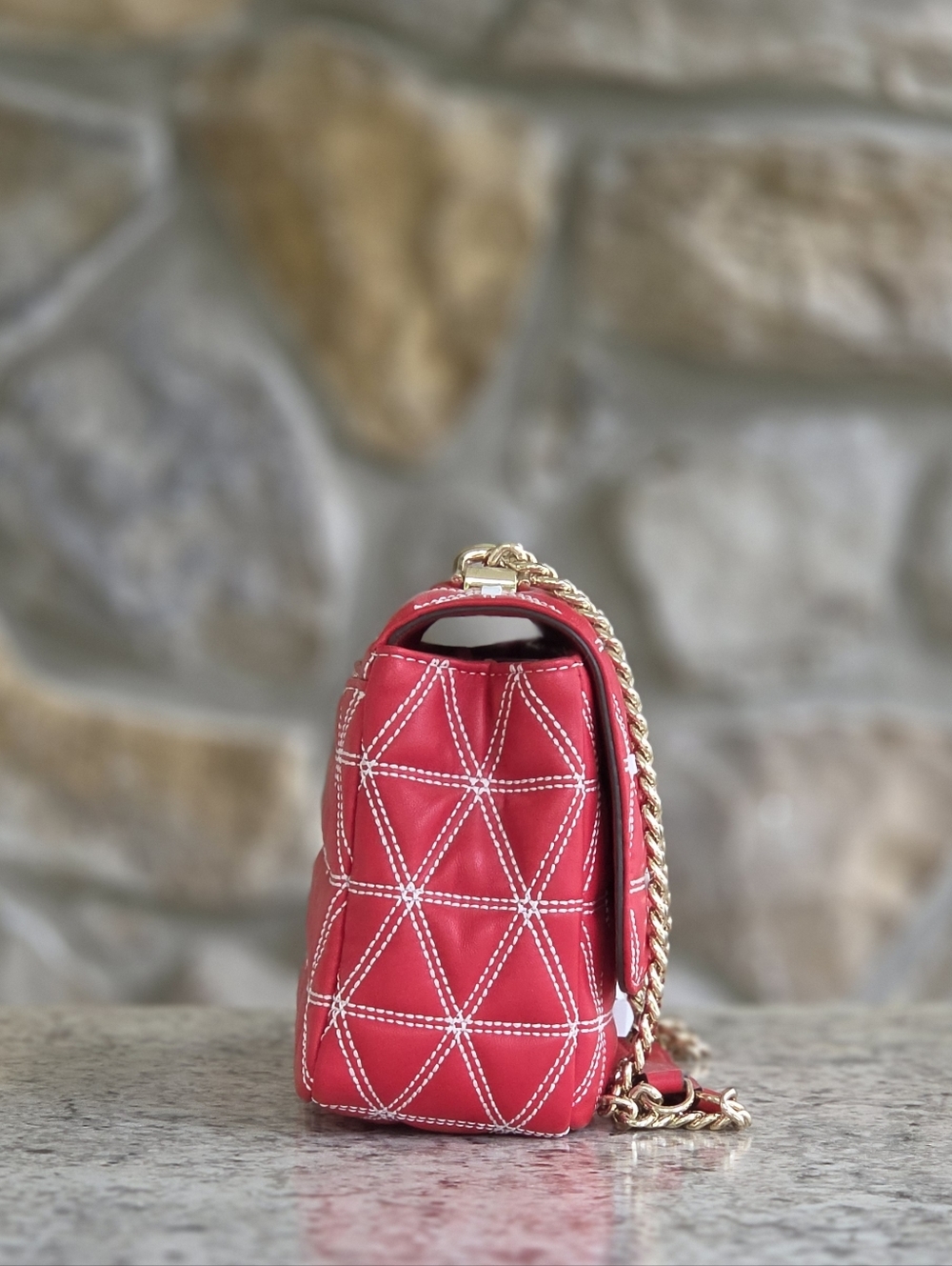 Michael Kors Sloan Large Red Chain Shoulder Bag - Picture 3 of 12